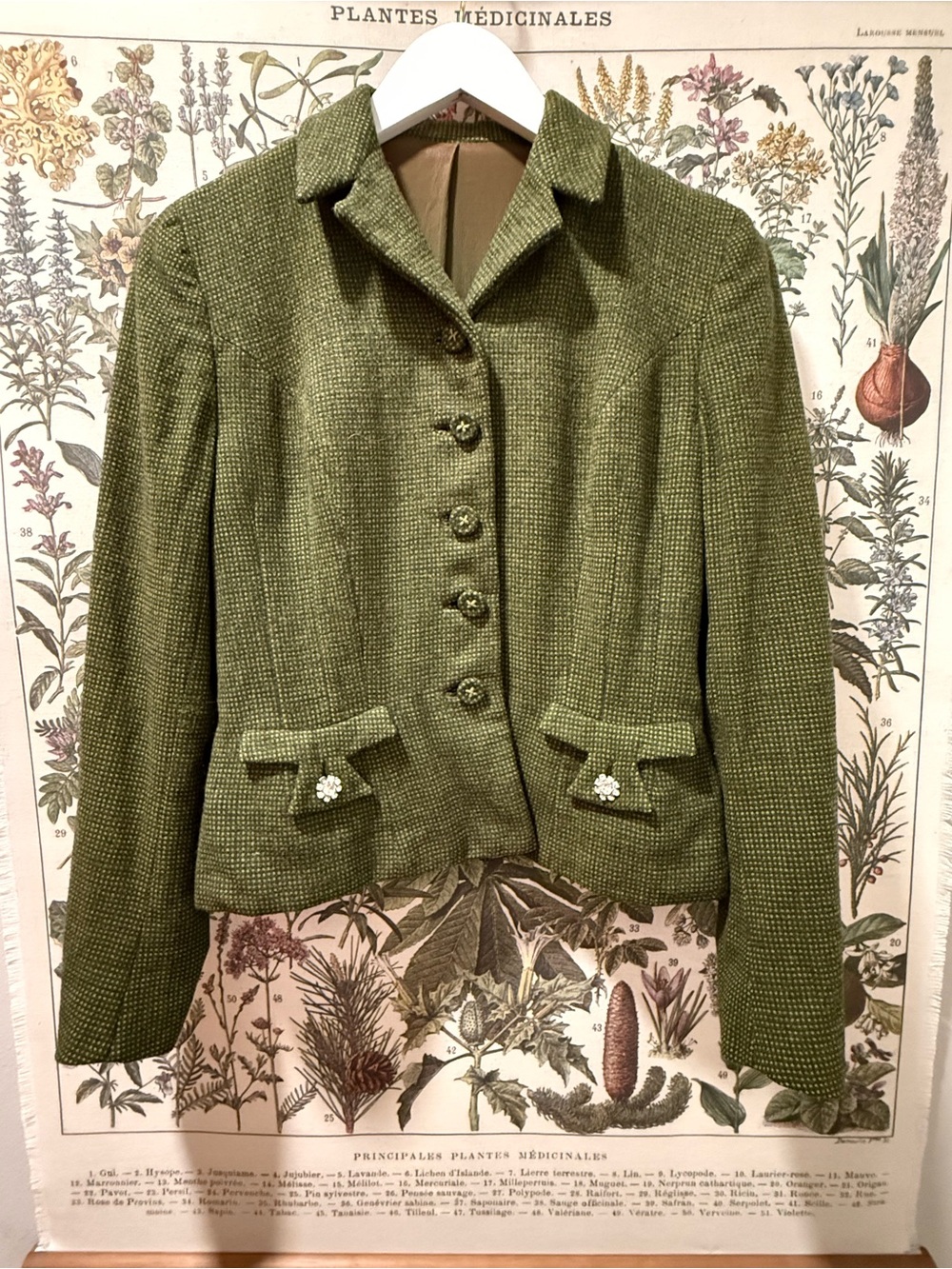 Vintage Olive Green Tailored Jacket